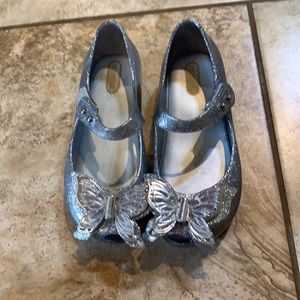 Mini Melissa Silver Butterfly Shoes Great Cond.